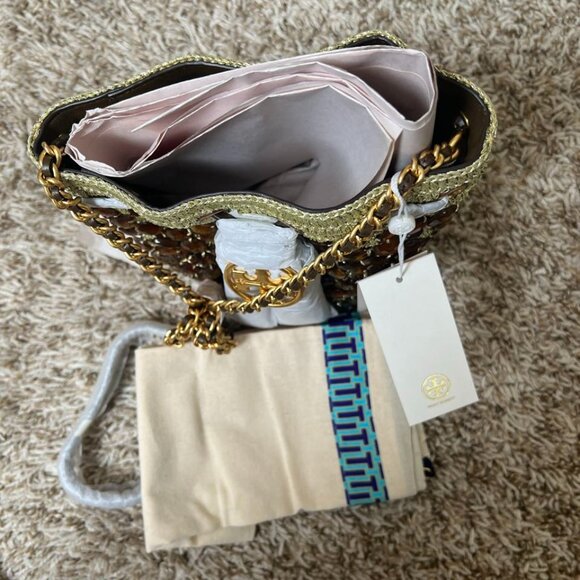 Tory Burch Fleming Soft Crochet Jewel Mini Bucket Bag - Picture 4 of 8